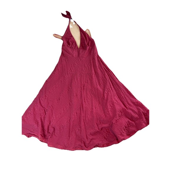 J Crew Womens Sz 8 Red Vintage Y2k Seersuck Cotton Fit & Flare Halter Midi Dress - Picture 4 of 9